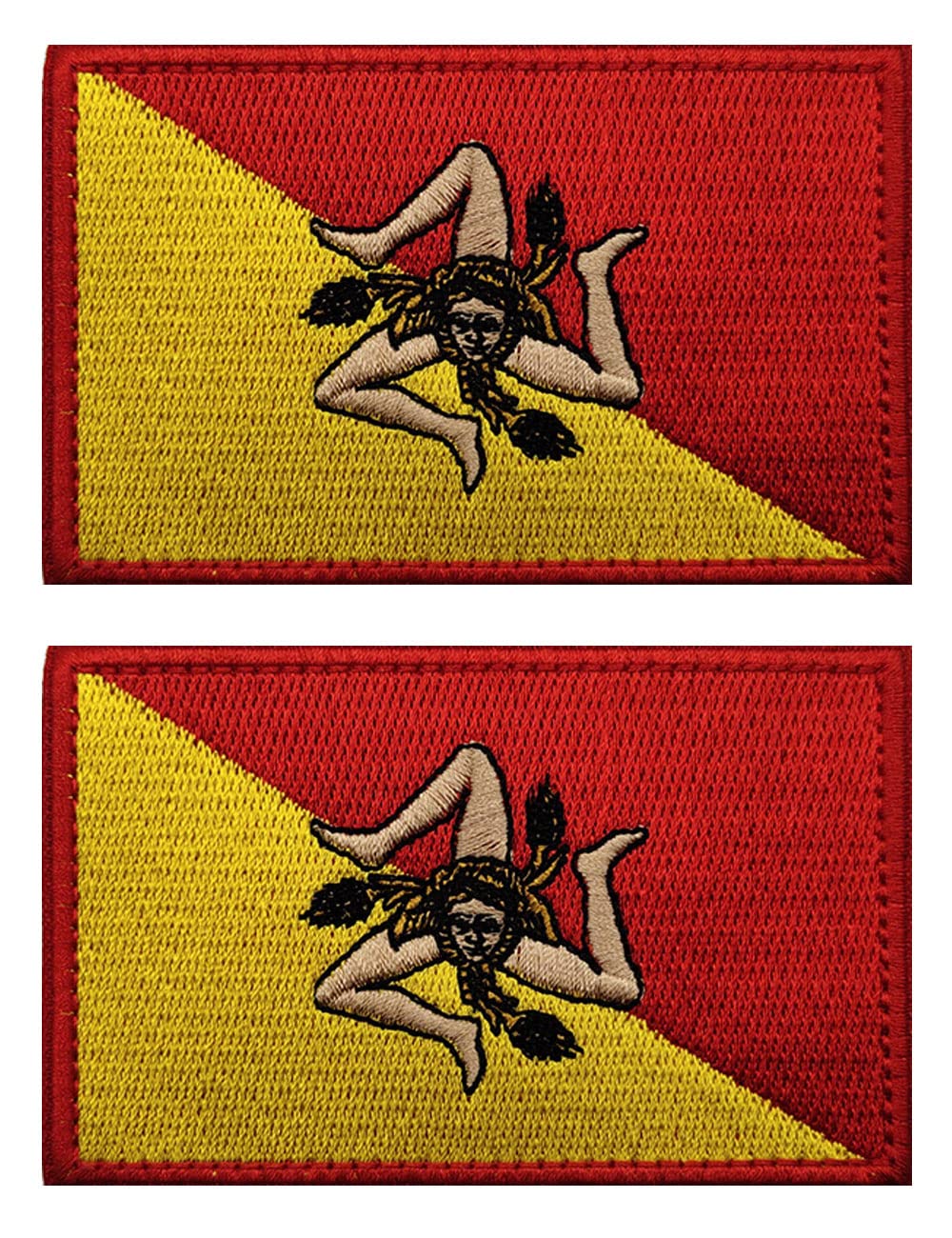 Lot de 2 écussons brodés avec drapeau du monde AliPlus - Avec fermeture à crochet et nœud - 8,9 x 6 cm