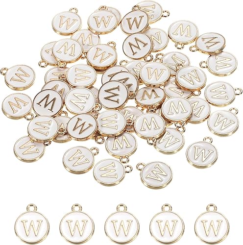 MECCANIXITY Colgante de letras del alfabeto de doble cara, para collar, pulsera, aretes, joyería