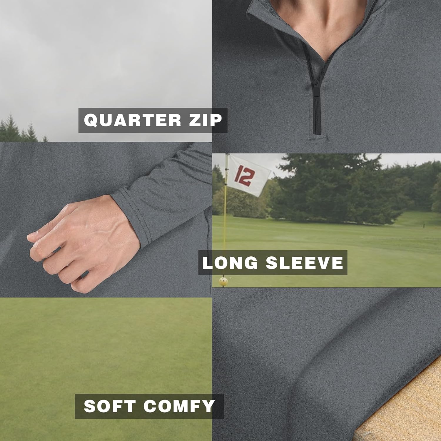 Mens Quarter Zip Pullover Sweatshirts - UPF 50+ Moisture Wicking & Breathable Sun Protection Golf Shirt - Image 4