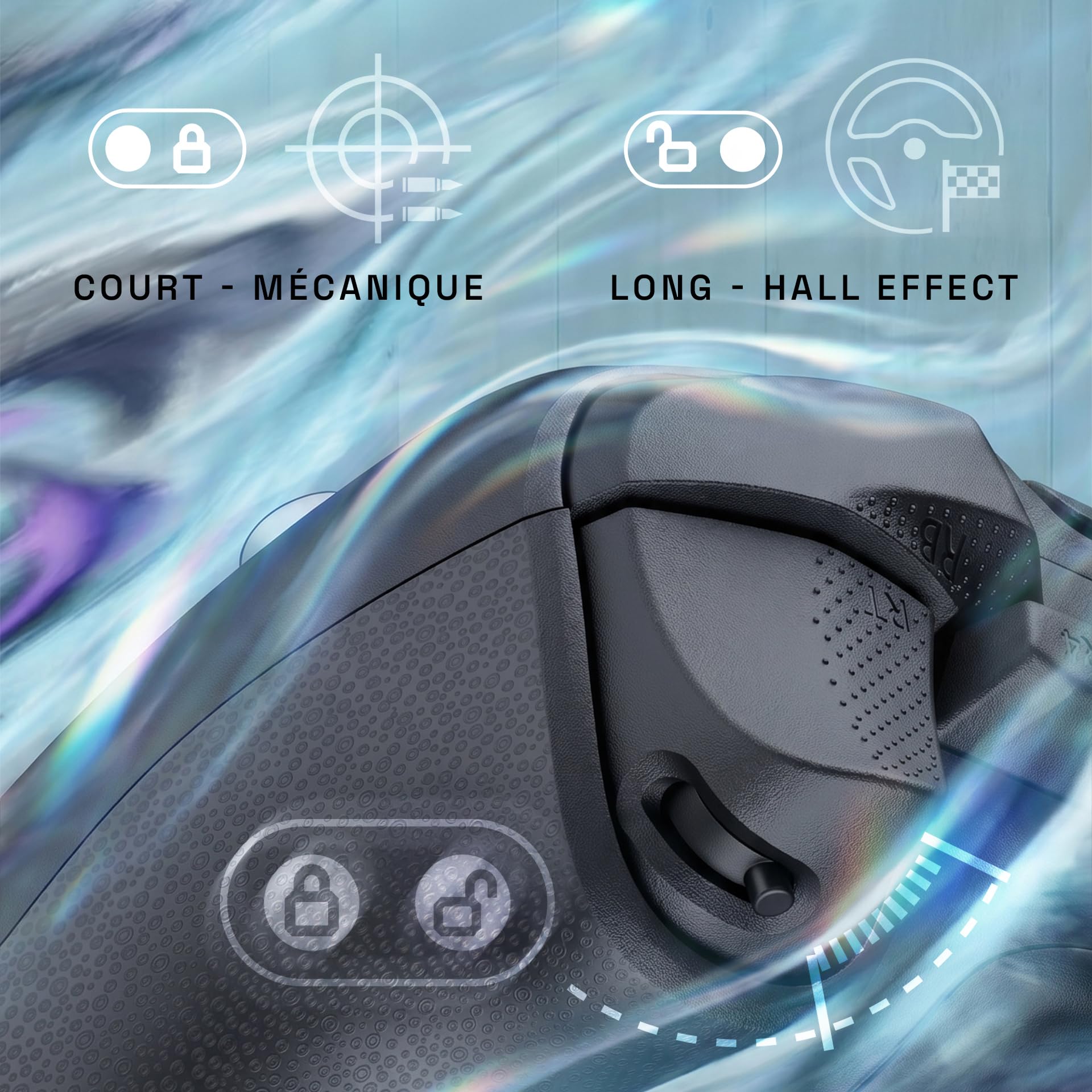 Oniverse Manette sans fil pour PS5/PC/Steam Deck - Starion - Joystick et gâchette Hall Effect, Palettes macro programmables, Gâchettes L4/R4, Pavé tactile, Anti-Drift, Bluetooth/USB-C - Black
