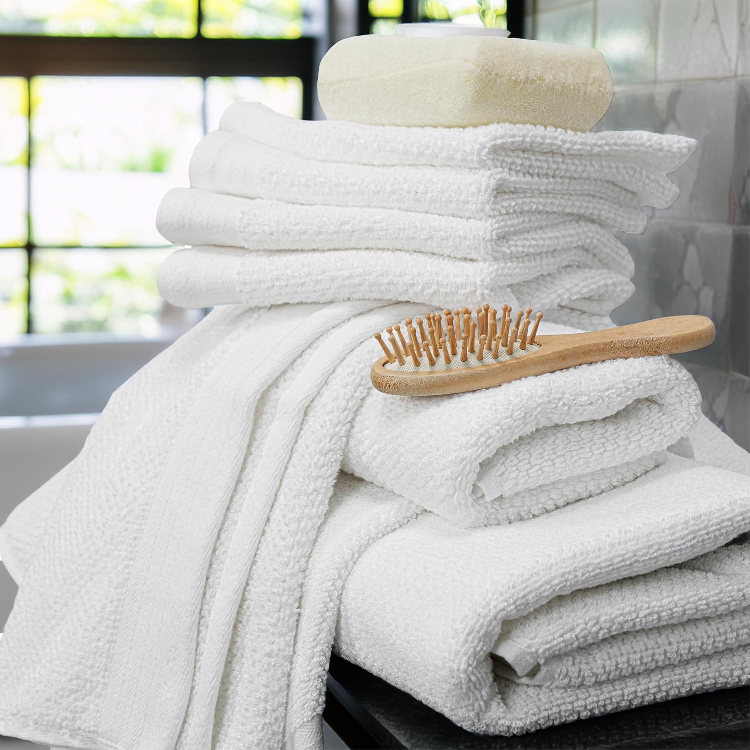 Tens Towels Pack of 8 Popcorn Textured Luxury Towels Set, 2 Extra Large Bath, 2 Hand, 4 Washcloths, 100% Cotton, Plush Hotel Quality, Super Absorbent, Perfect for Your Bathroom, White