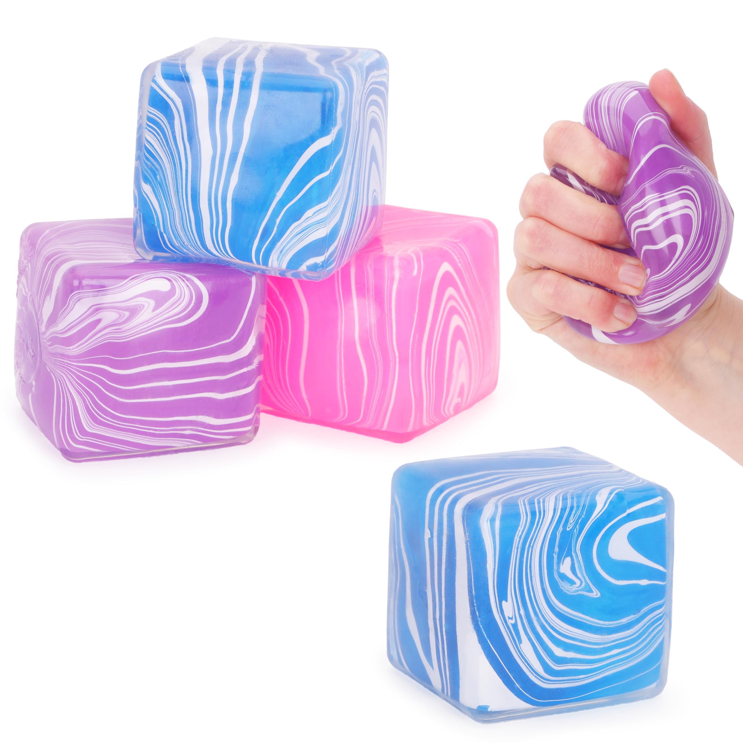 Toyland® 5cm (2“) Squishy Marble Cube Squeeze Toy - 3 Assorted Colours - 1 Chosen At Random - Squeezy Stress Ball & Sensory Fidget Toys for Kids & Adults - Ages 3+