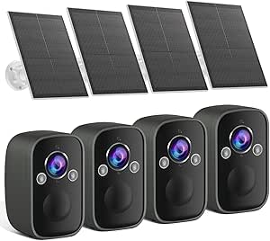 Rraycom 4pcs Wireless Solar Security Cameras Wireless Outdoor, 5MP Battery-Powered Security Camera with Siren Alarm&Spotlight, 130° Angle, AI Motion Detection, 2-Way Talk, Cloud/SD, w/Alexa asin的图片