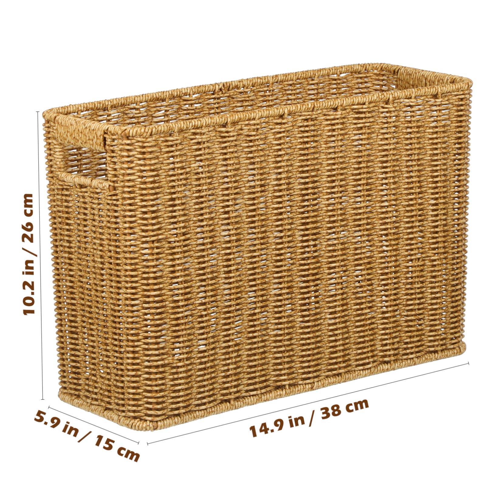 FONDOTIN Woven Storage Organizer Rattan Magazine Basket Home Basket Sturdy Material