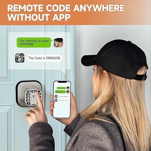 Miniatura 5 de Pomo de puerta cuadrado con teclado, cerradura de puerta de entrada Keylees con cilindro, bloqueo automático, impermeable y resistente a la