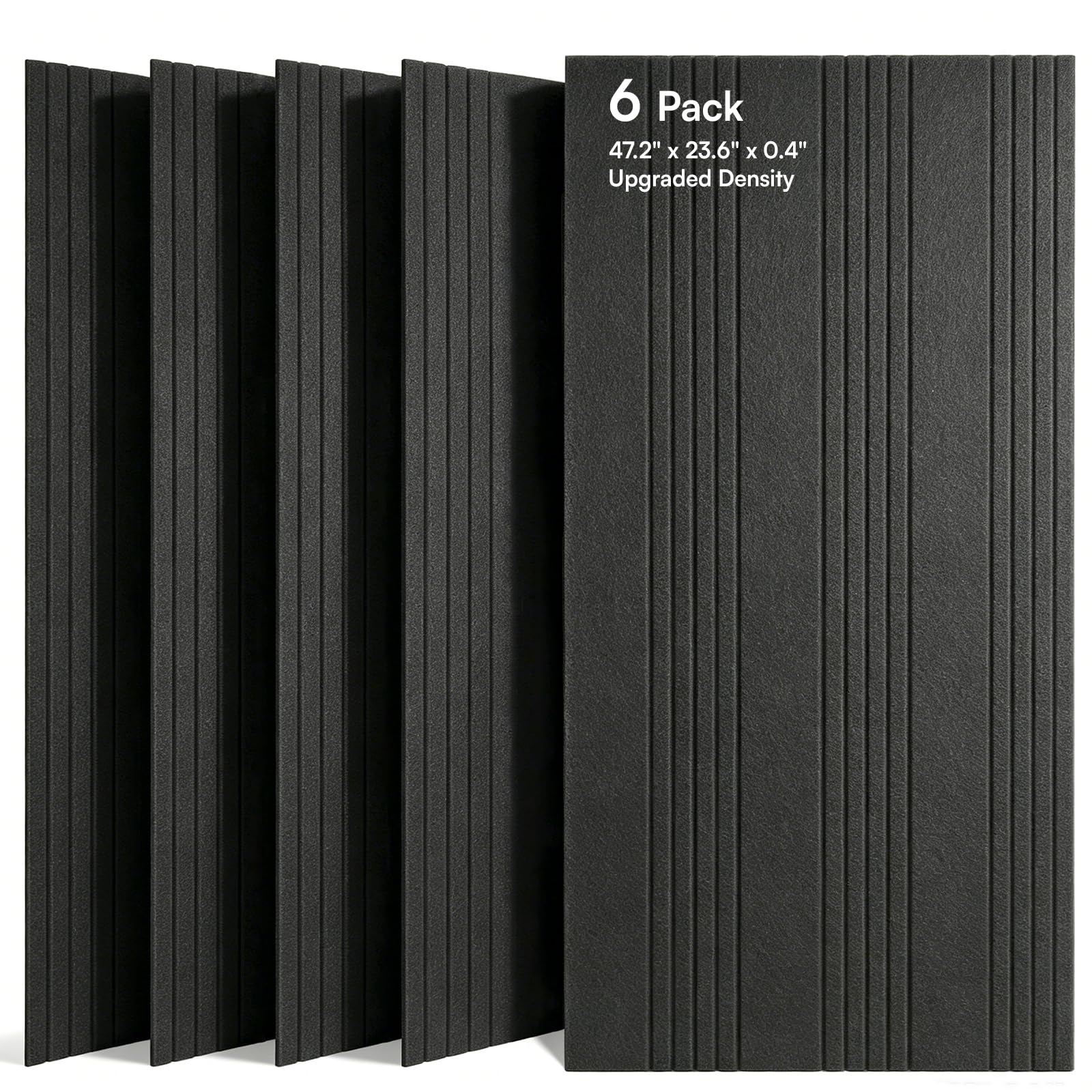 SODOCT 6 Pack Large Sound Proof Panels for Walls, 47.2" X 23.6" X 0.4" | Black, Cover 46.4 sq.ft, High-Density Polyester, Echo &amp; Reverb Control, For Office, Recording Studio, Living Room Wall Decor