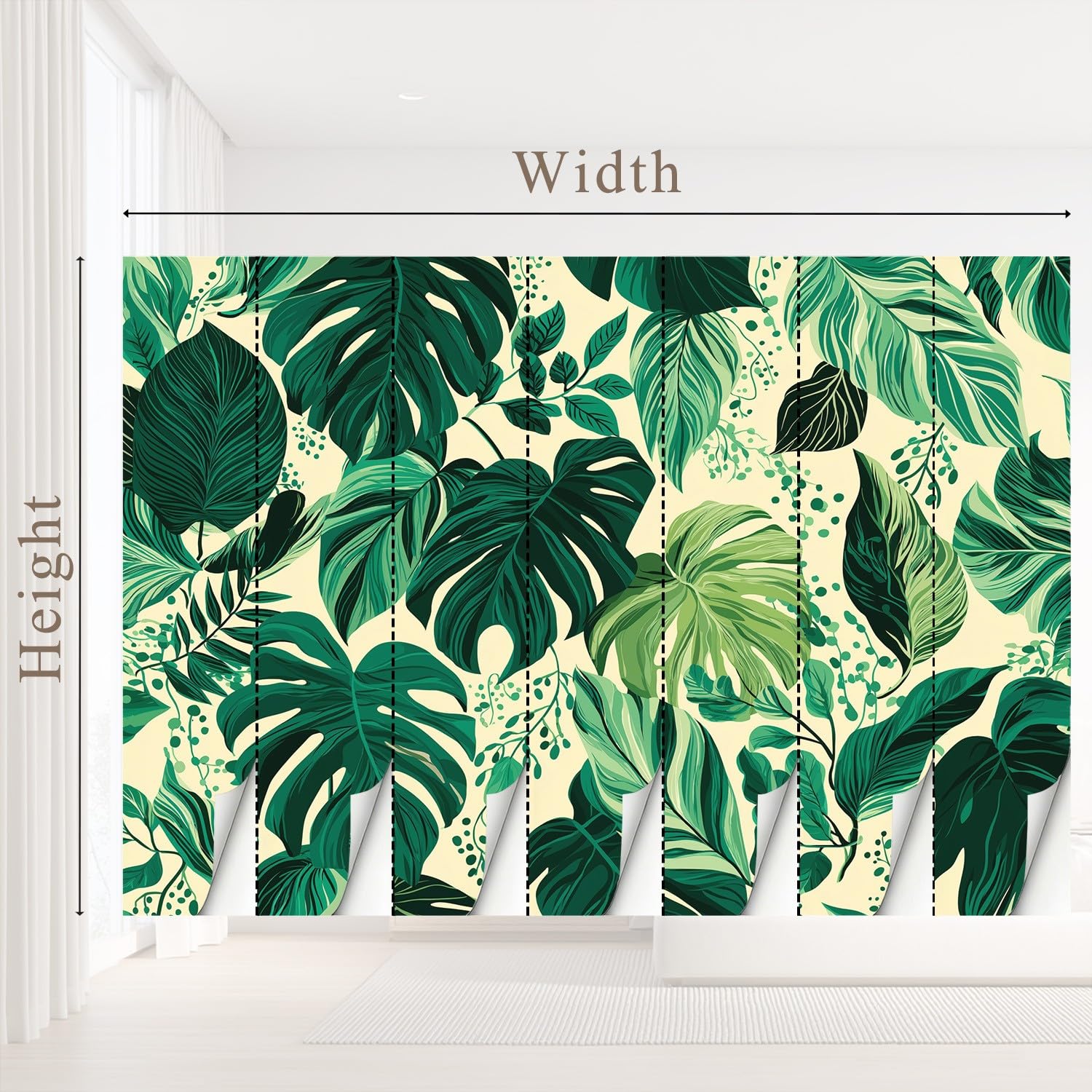 Générique Tapeta botaniczna, świeża, zielona panoramiczna tapeta monstera, liana do salonu sypialnia olbrzymia salon, dekoracja ścienna do salonu sypialni