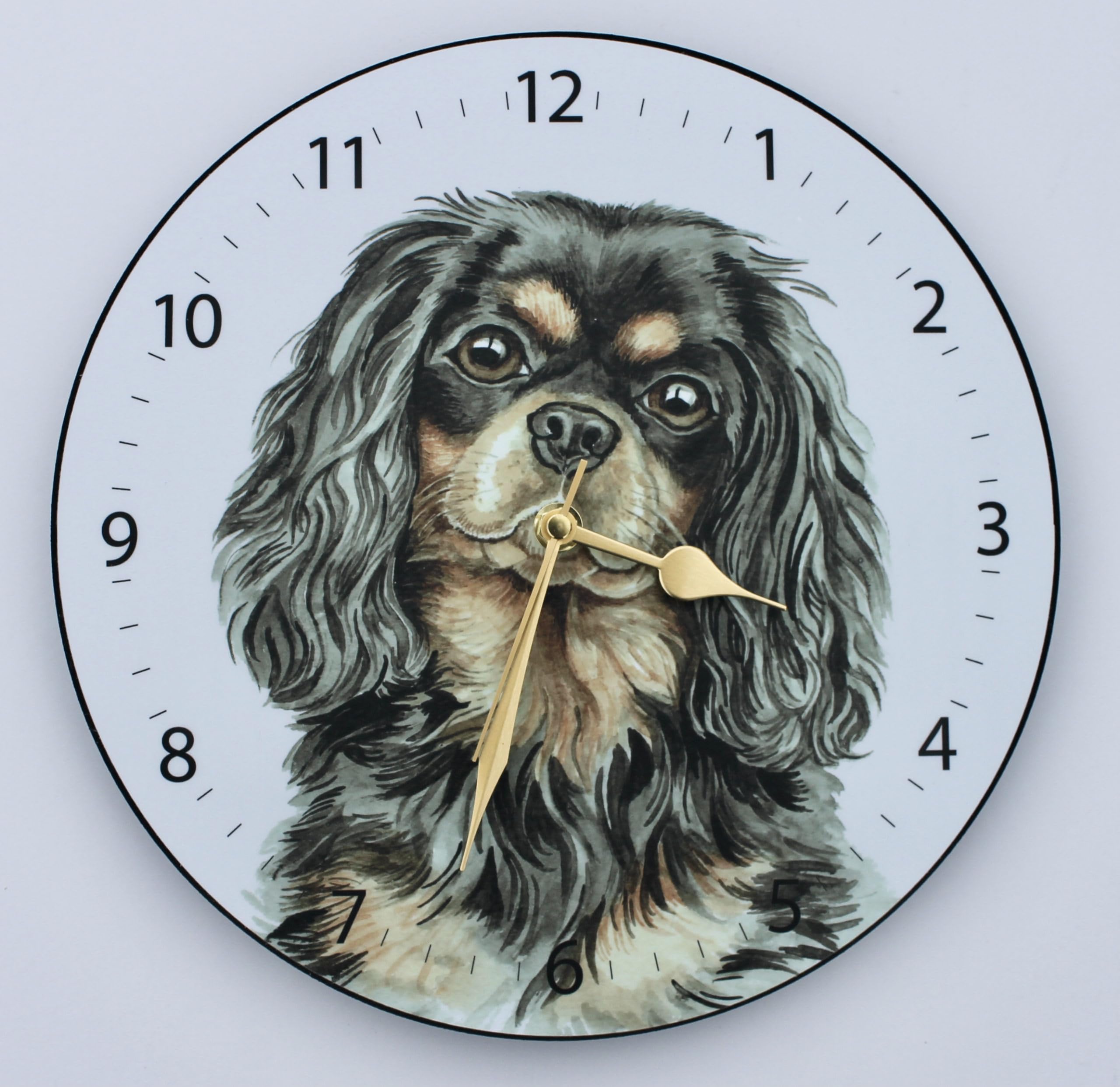 WaggyDogz Black/Tan Cavalier King Charles Spaniel Dog Wall Clock (CLK-259)
