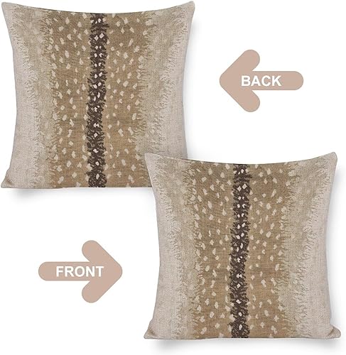 Miniatura 3 de Fundas de almohada de antílope, cuadradas, con estampado de antílopes de animales dorados, blancos y dorados, fundas decorativas de lino de 20 x 20