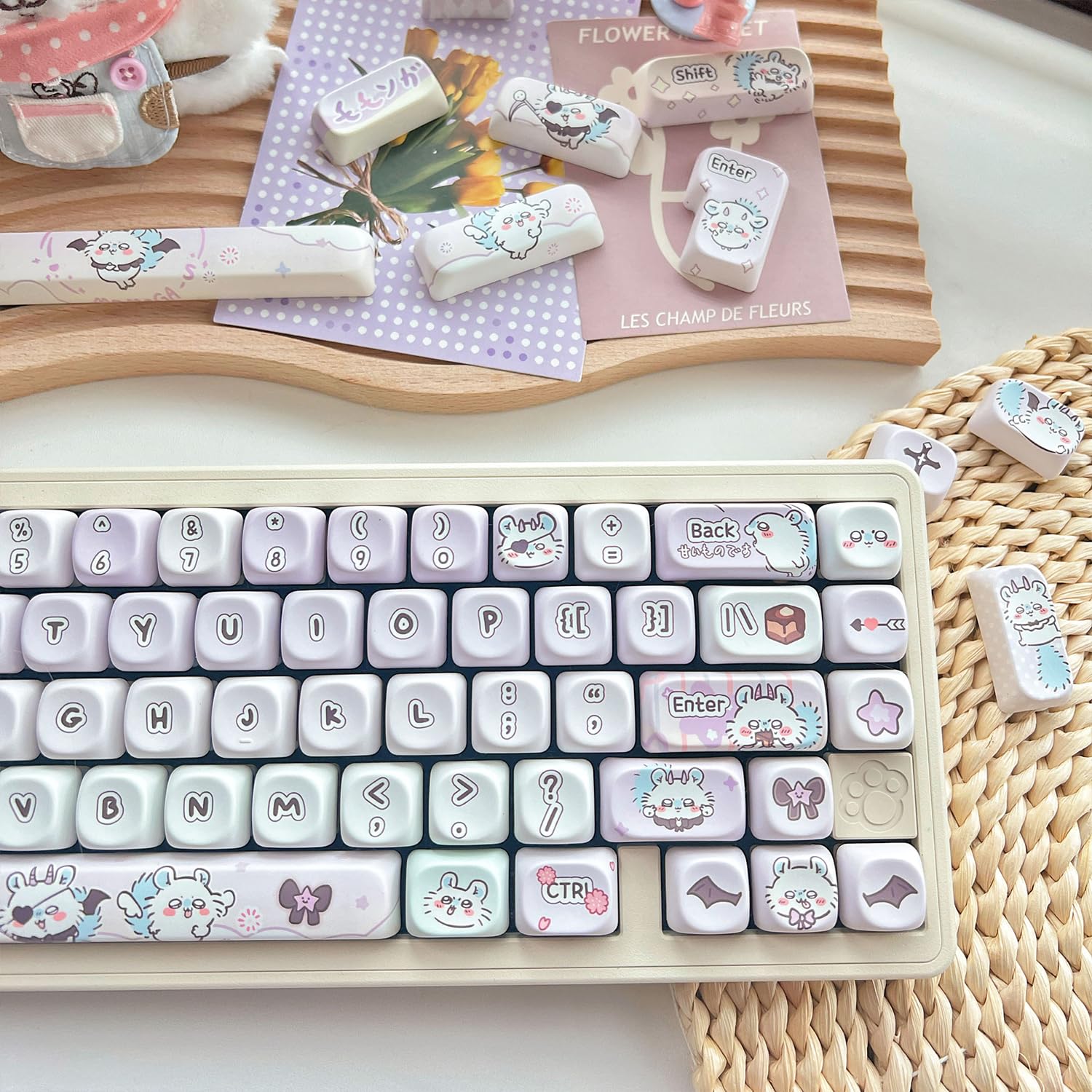 ちいかわ キーキャップ セット ちいかわファン必見！ちいわか・ハチワレ・ウサギの可愛すぎるキー
