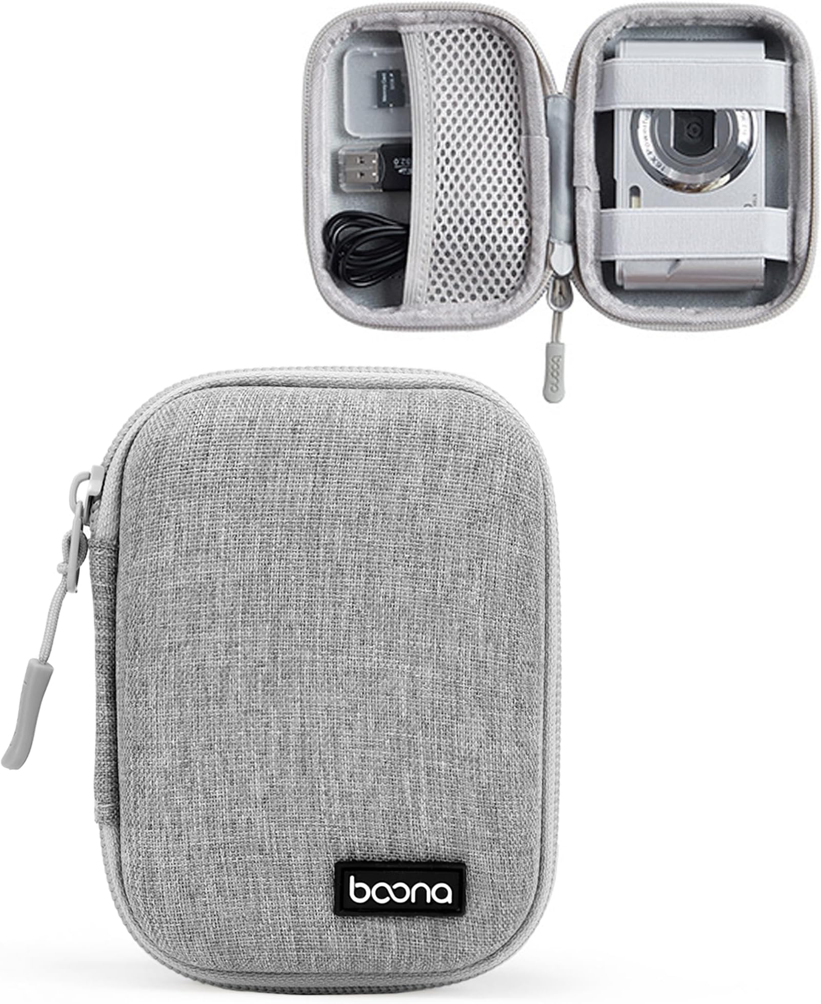 Digital Camera Case Compatible with CAMKORY/for Kodak PIXPRO FZ45/FZ55/for Lecran/for VAHOIALD/for Canon IXUS 285 HS, Small Travel Cameras Storage Holder for Accessories SD Card (Oxford-Grey)
