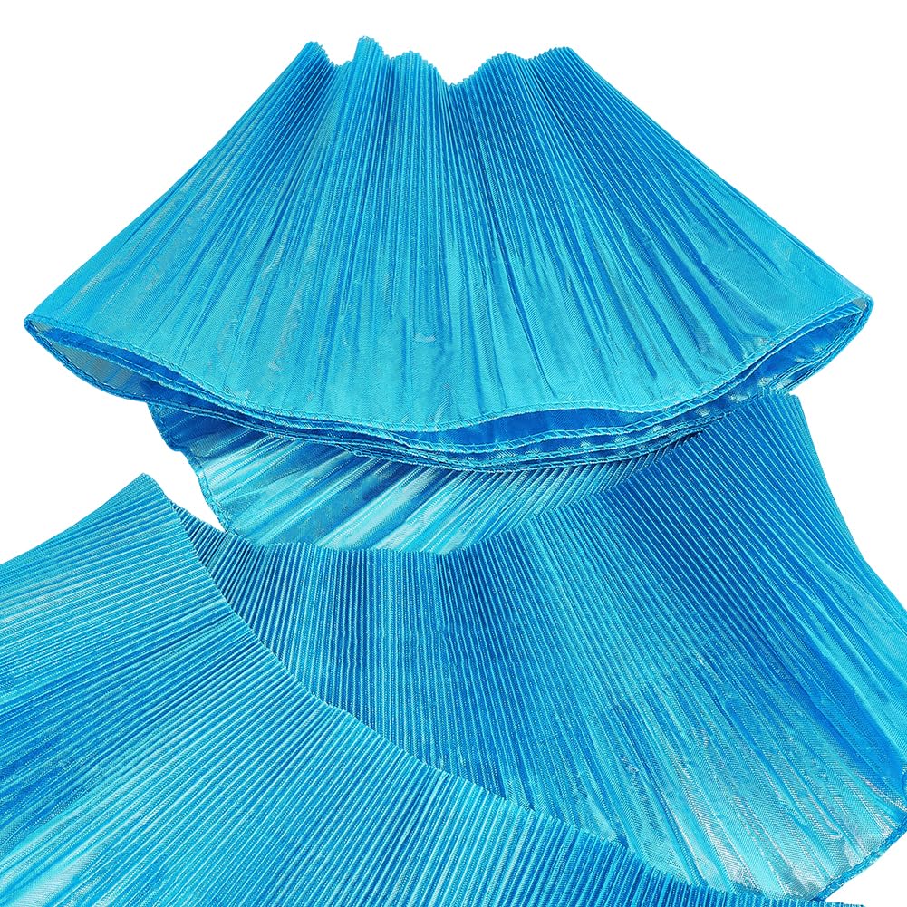 FINGERINSPIRE 2.7m 3D Ruffled Lace Trim 155mm Wide Pleated Ruffle Trim Blue Lace Edging for Sewing Polyester Decorative Ribbon for Wedding Dresses DIY Craft Projects Clothes Decoration