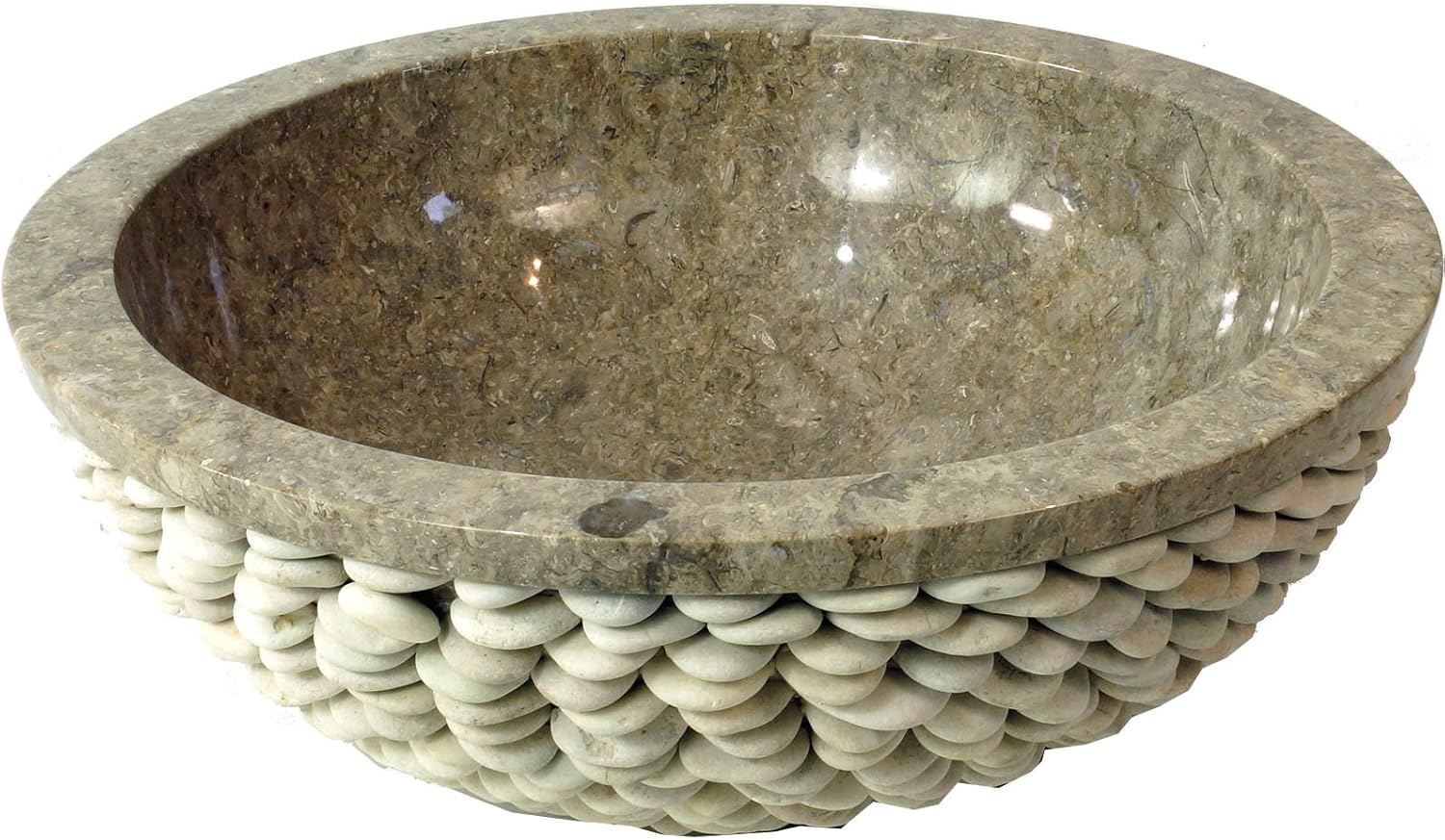 Lavabo en Marbre, Vasque Grise Sertie de Pierre de Rivière