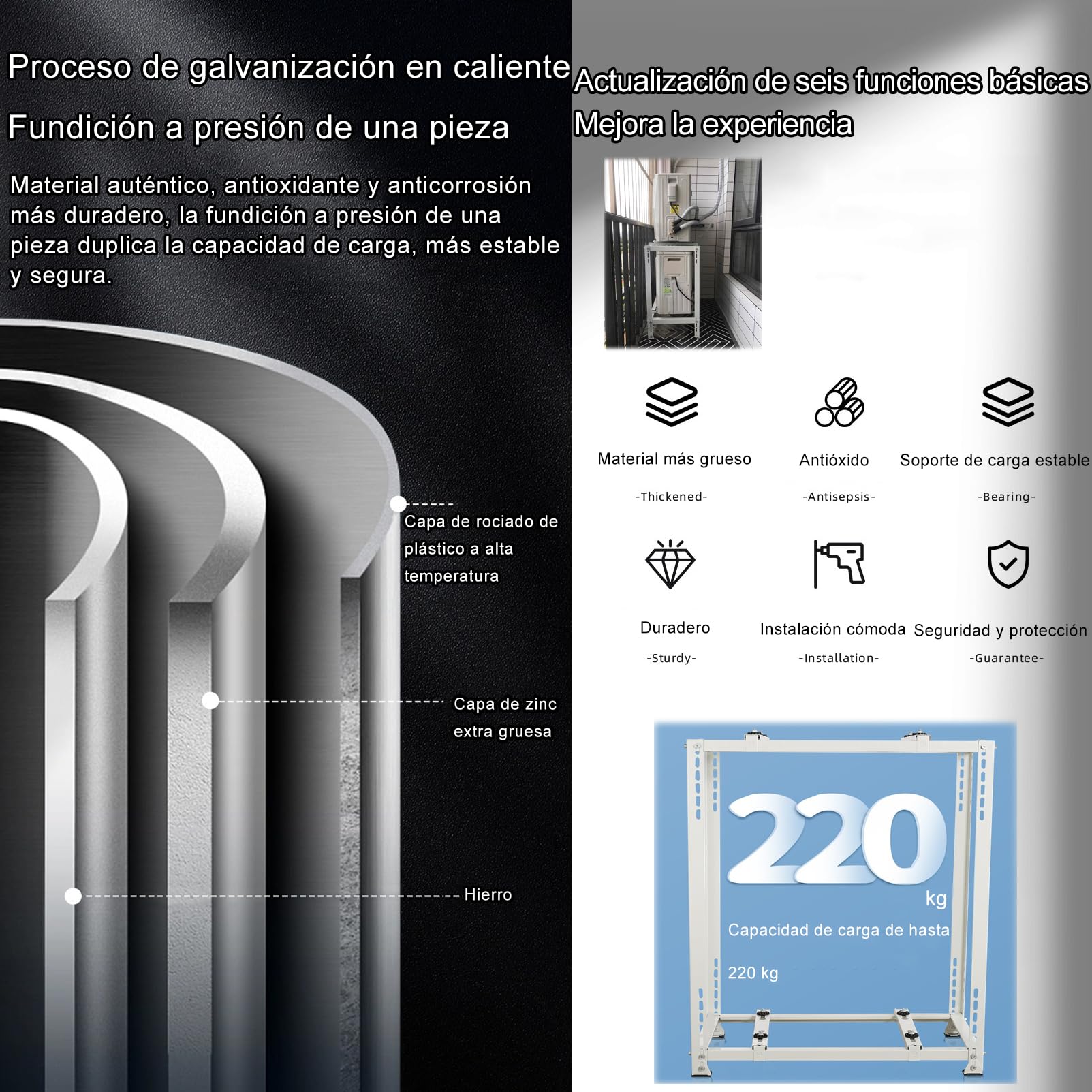 Bases de suelo para aire acondicionado/climatizadores, Cubierta De Aire Acondicionado, Robusto y duradero, resistente al óxido y a la humedad, de doble capa