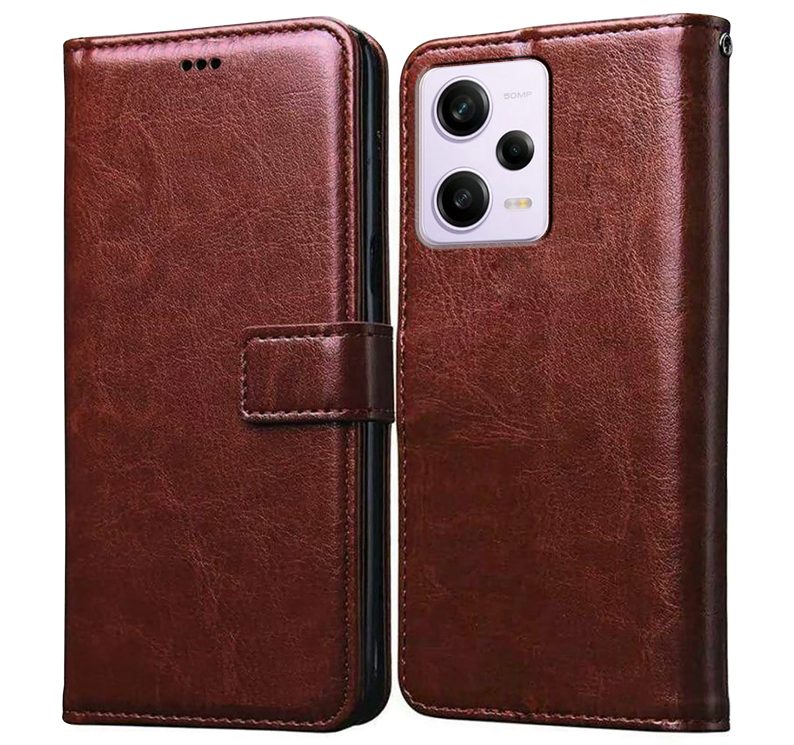 Amazon Brand- Solimo Flip for Redmi Note 12 Pro 5G (Leather_Brown) (B0BSV11QZV) Amazon Price History, Amazon Price Tracker