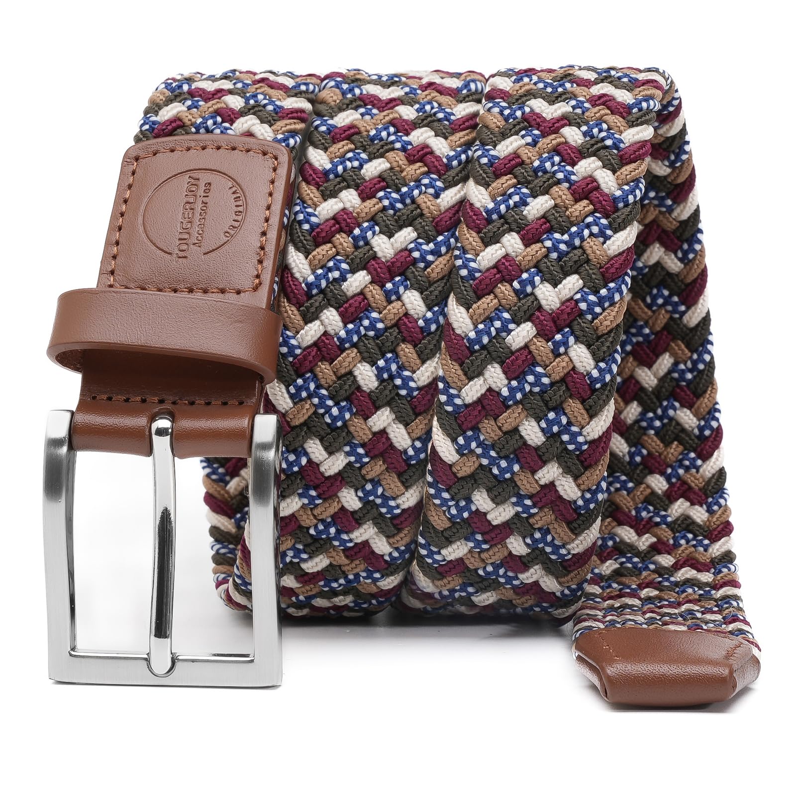 TOUGERJOY Mens Stretch Belt, tessuto elastico intrecciato Web Belt Casual per Golf Pantaloni di caccia Jeans