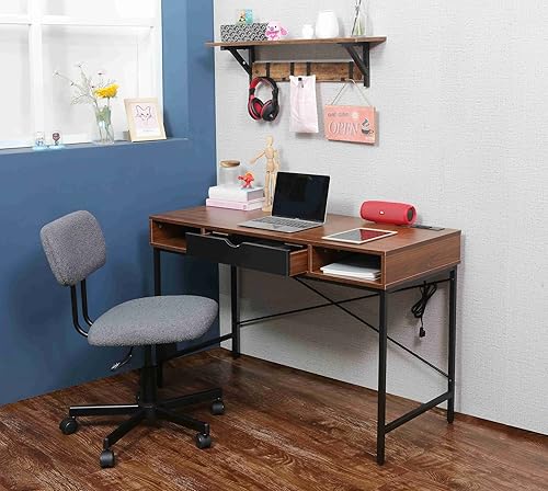 Miniatura 9 de JJS Escritorio de 48 pies con toma de corriente, escritorio grande contemporáneo para oficina en casa, estación de trabajo para computadora portátil