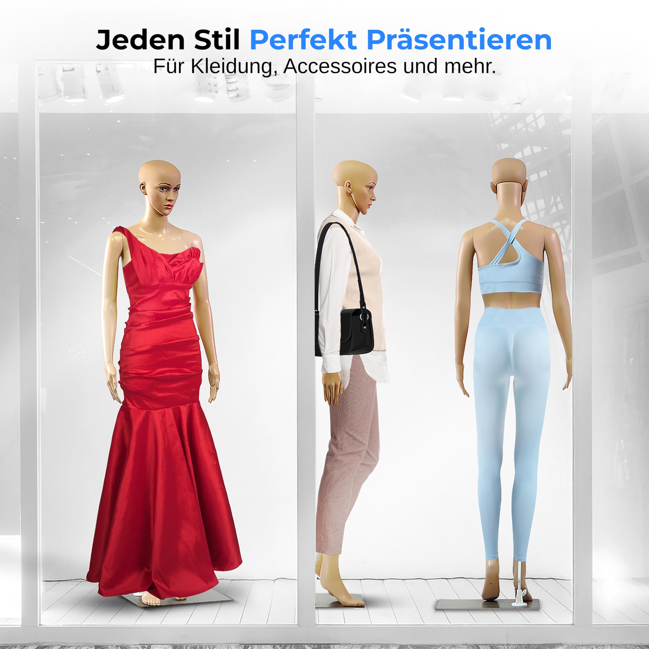 SereneLife Damen-Puppenmodell, 175 cm hoch, Mit verstellbarem Kopf, Flexiblen Extremitäten und abnehmbarem Design, Perfekt für Bekleidungsgeschäfte, Boutiquen, Ausstellungen und mehr