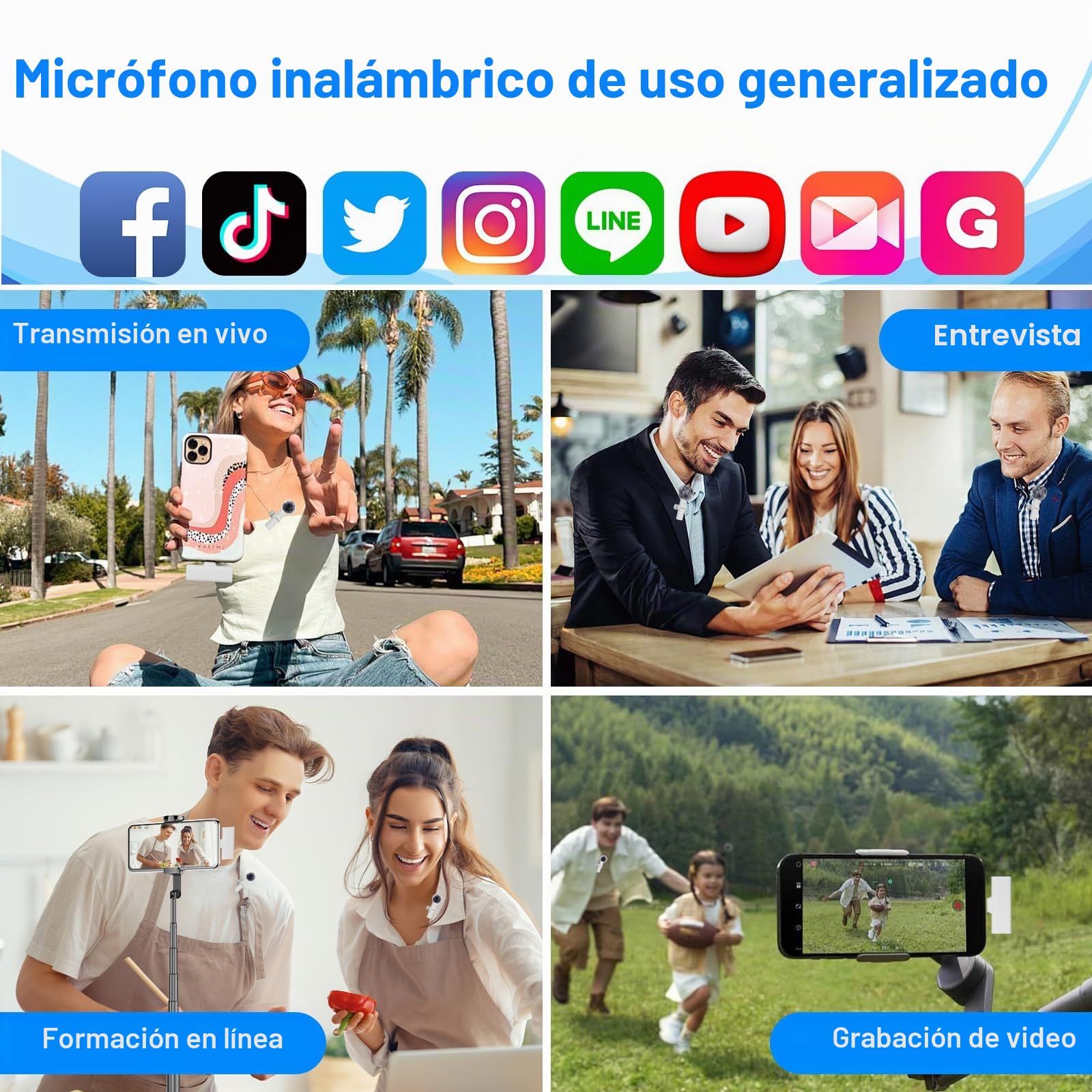 OSA Lavalier Micrófono móvil inalámbrico para grabación de Video de iPhone, micrófono inalámbrico para Youtube/entrevista/Vlog, para iPhone de grabación inalámbrica, Paquete de 2