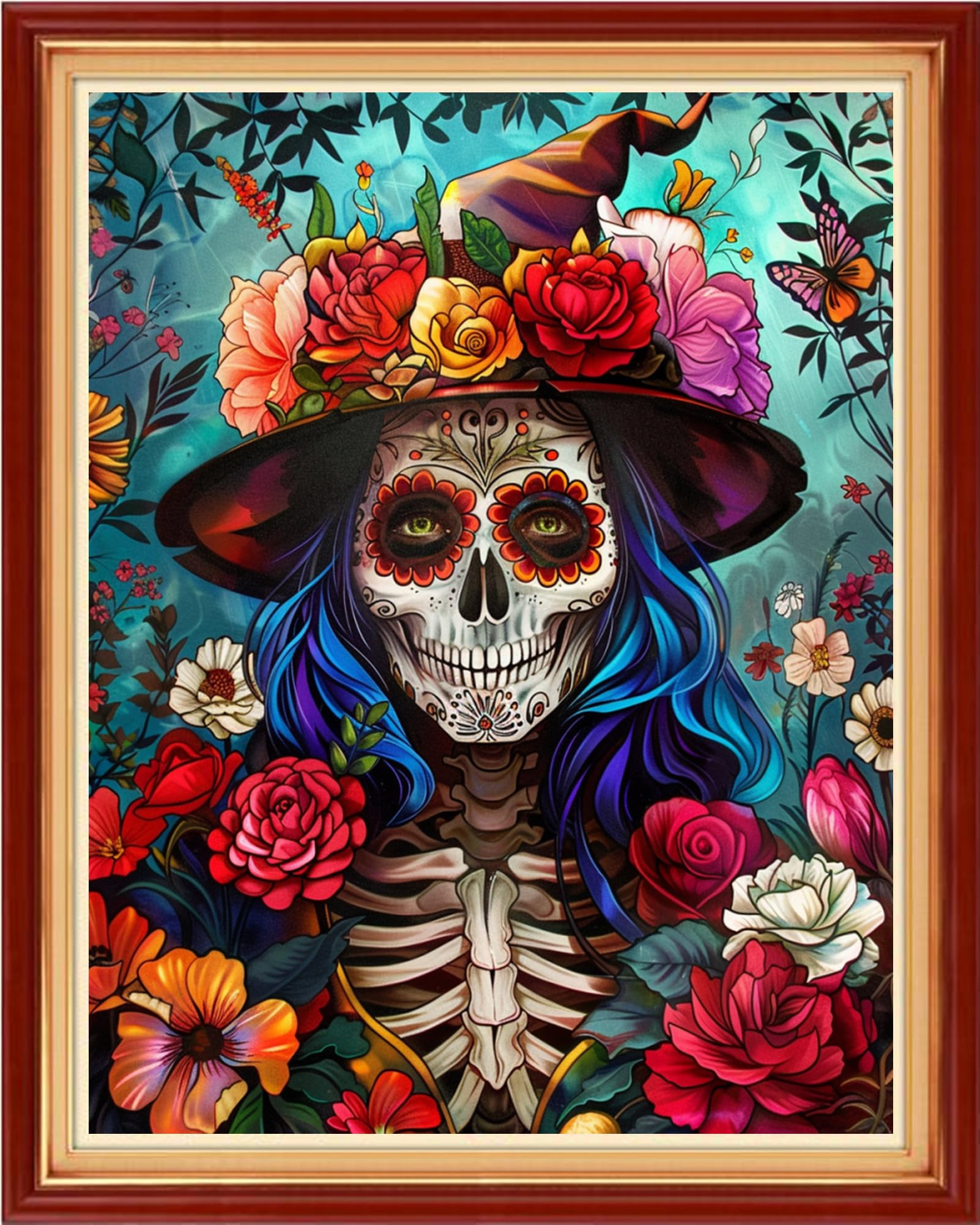 Artvxeay Stamped Cross Stitch Kits - Embroidery Kits for Beginners Cross Stitch Kits for Adults 11 CT Printed Patterns Needlepoint Kits - Flower Skeleton 16x20 inch