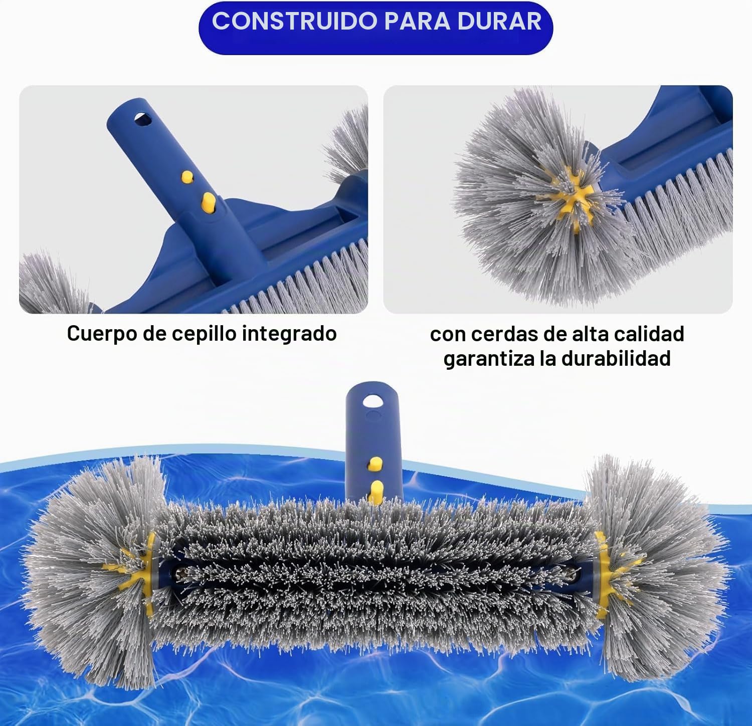 POOLAZA Cabezal de cepillo de piscina de 45 cm para piscina enterrada/fuera del suelo, cepillo de piscina resistente para limpieza de paredes de piscinas, cepillo de exfoliación duradero con cepillo