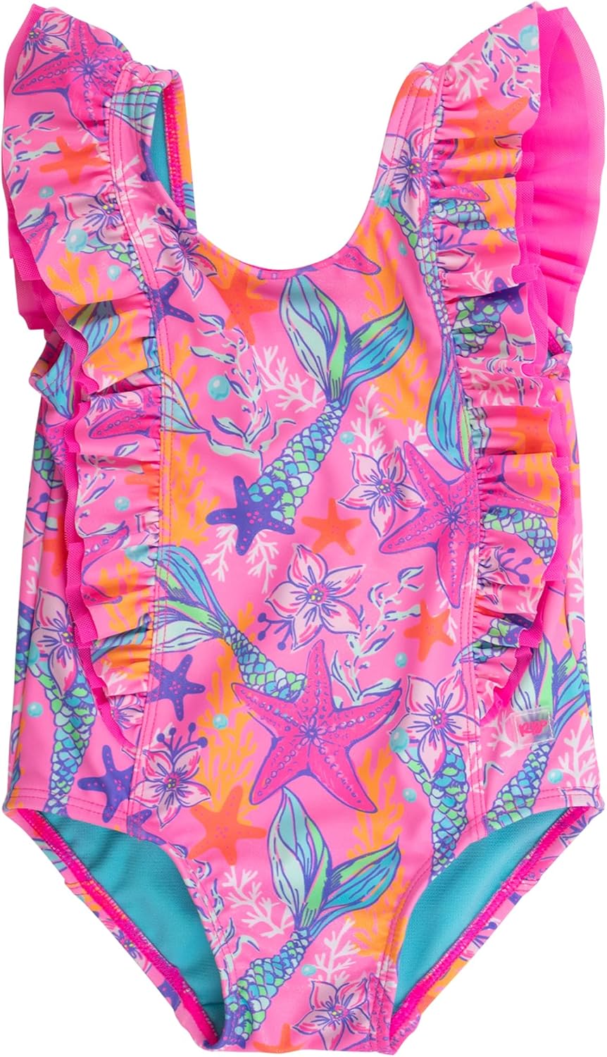 RuffleButts® Baby/Toddler Girls Ruffle Strap One Piece Swimsuit w/UPF 50+ Sun Protection