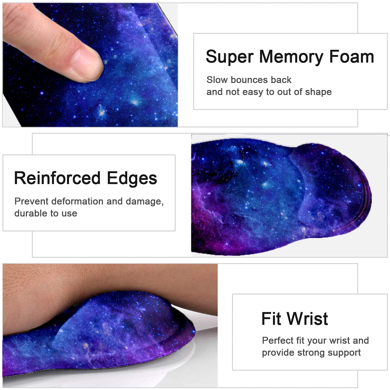 Poggiapolsi e tappetino per mouse con supporto per il polso, tappetino ergonomico per mouse in memory foam, per giochi e ufficio, sollievo dal dolore, set di supporto per il polso