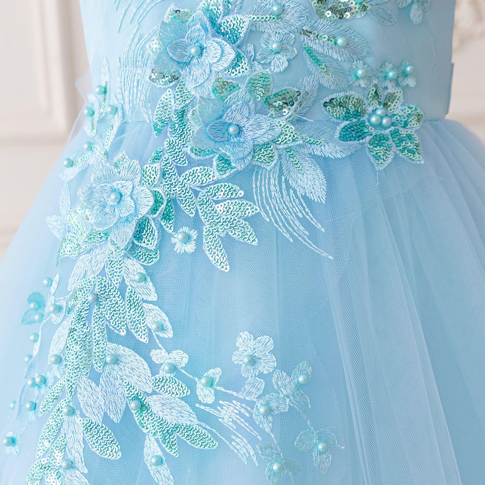 Vestido de princesa para niñas, de tul con lentejuelas, vestido de fiesta de cumpleaños, boda, dama de honor, vestido formal de noche