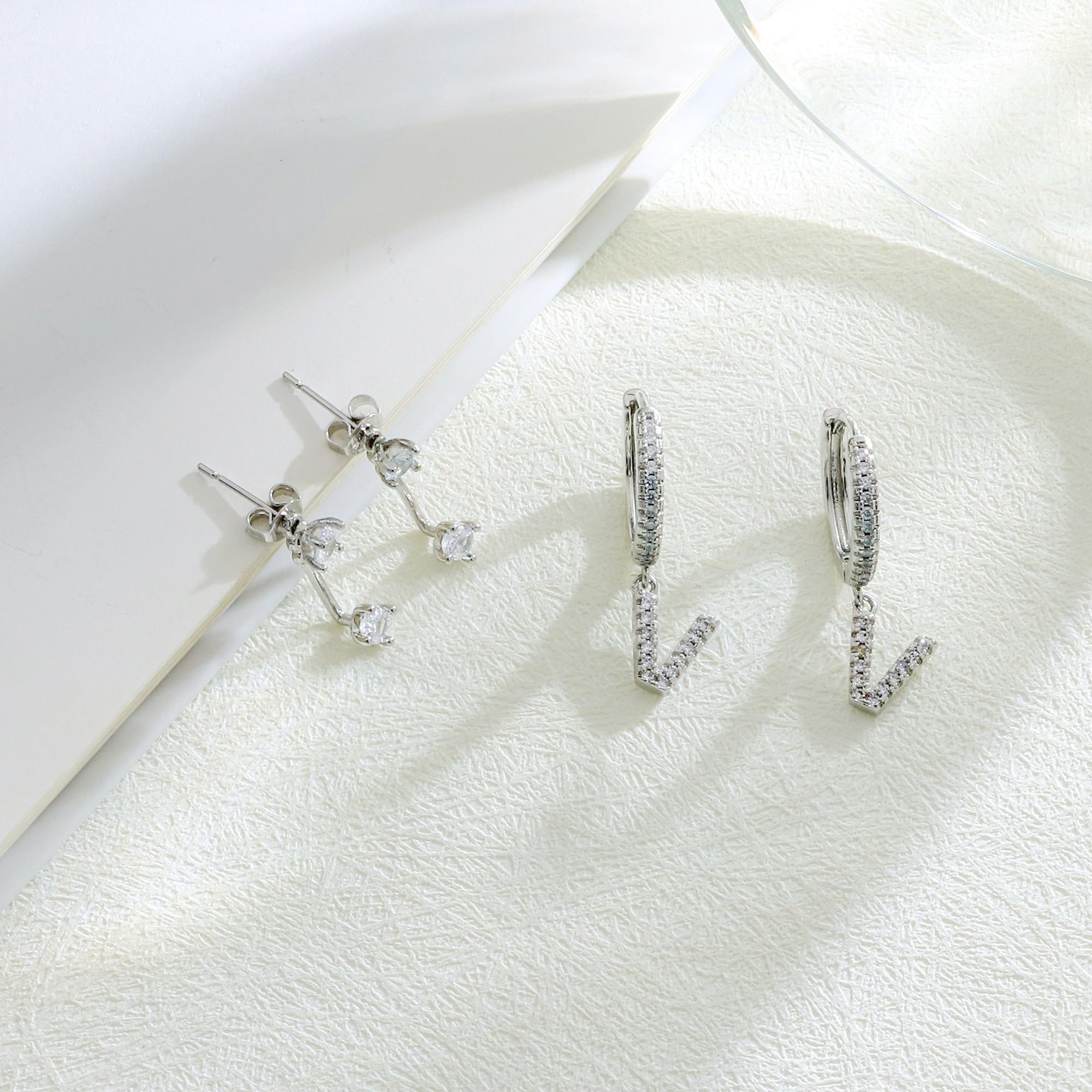 Seleneva 2 Paia Orecchini Cerchio Donna, Argento 925 Iniziale Orecchini a Cerchio A-Z Ipoallergenico Orecchini a Lobo Piccoli per Fori Multipli