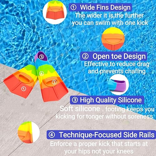 Miniatura 18 de Fadgesy Swimming Training Fins,Comfortable Silicone Flippers for Swimming and Diving,Size Suitable Kids Girls Boys Adult Caramelo de espuma