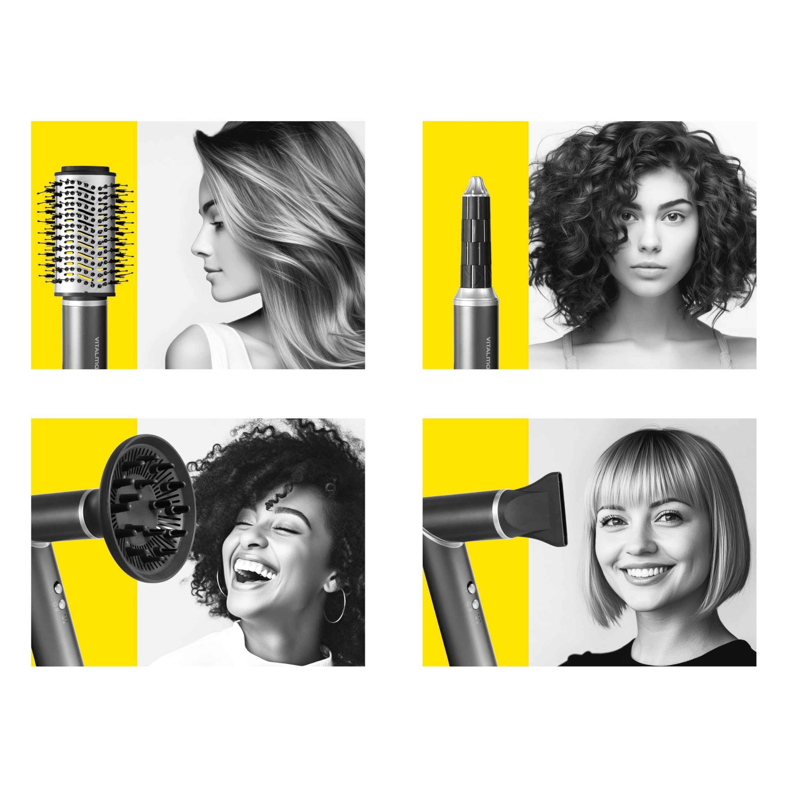 STYLE & SHINE by VITALmaxx Hair Styler Flex Hair Styler Flex, 1500 W, Air Curler, fer à friser et fer à lisser en un seul | 5 embouts et 3 niveaux de température | Remplace les bigoudis | Avec