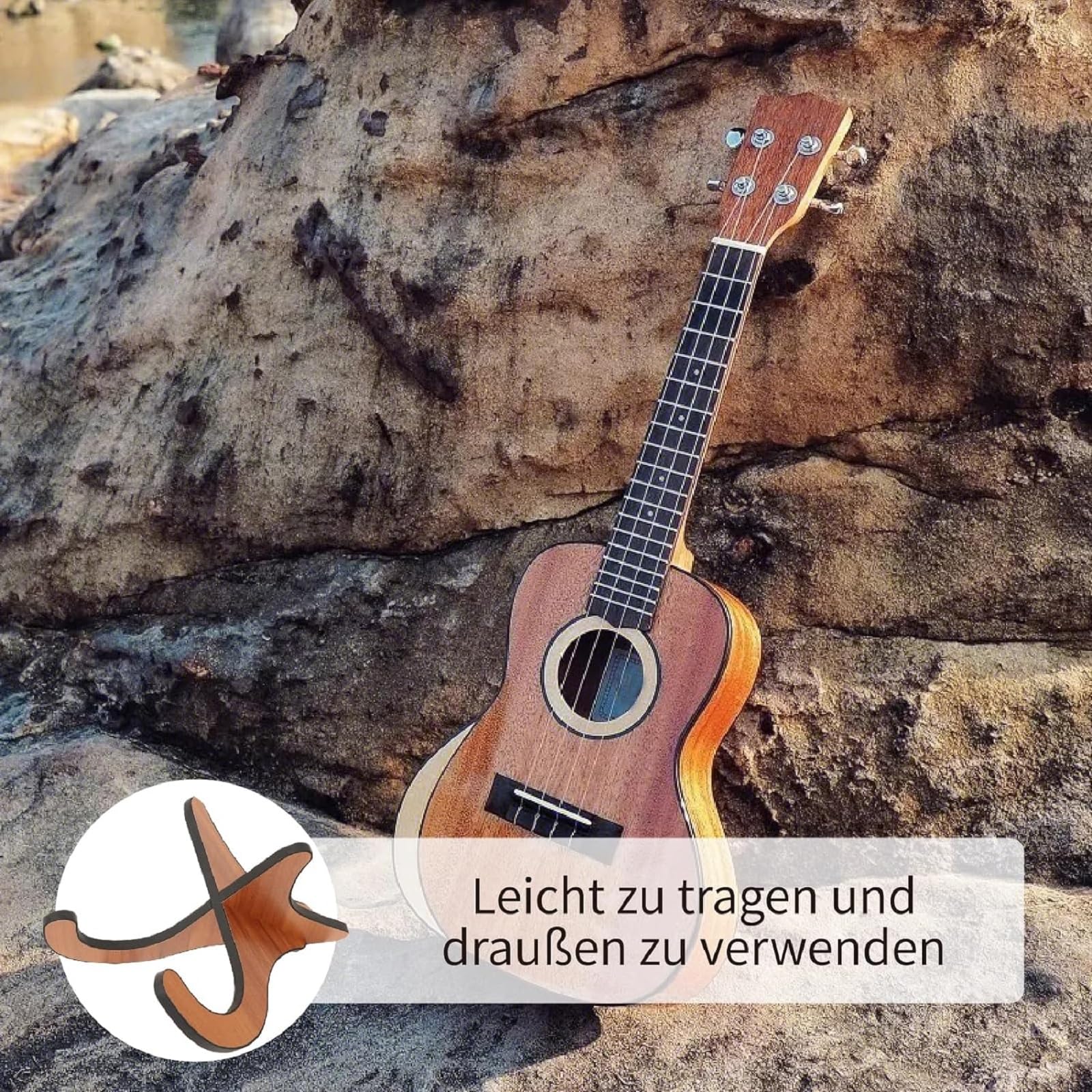 Supporto Per Ukulele In Legno - Pieghevole, Antiscivolo, Per Ukulele E Strumenti Piccoli - Foto 5