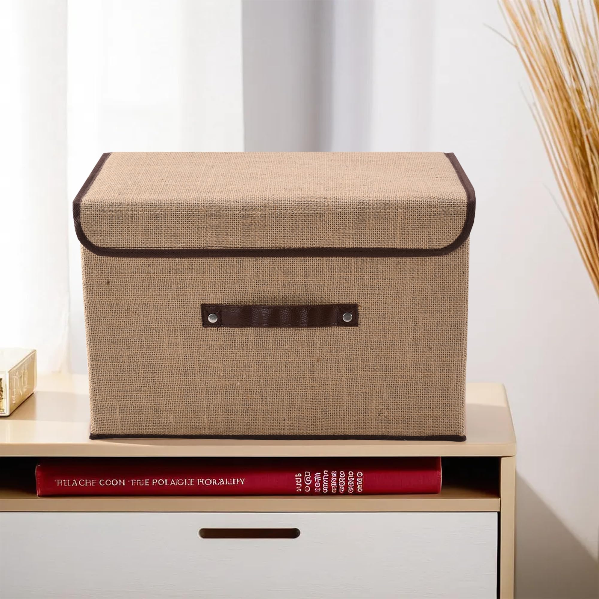 Kuber Industries Drawer Storage Organizer (Large) Foldable Clothes Storage Box | Clothes Organiser for Wardrobe | Lid & Handle | Jute Fabric | Cloth Organizer | Cupboard Organizer | Brown (B0D4D9TN7D) Amazon Price History, Amazon Price Tracker