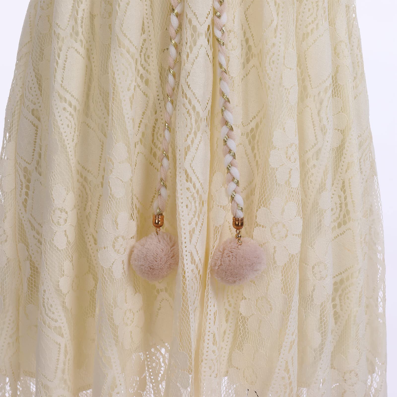 IMEKIS Abito estivo da donna, senza maniche, con scollo a V, in pizzo, bikini copertina, elegante, per feste, matrimoni, feste, con volant, lungo, maxi abito a tunica