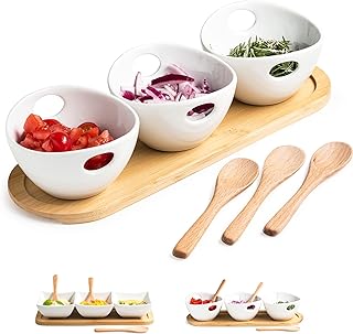 Chip and Dip Serving Set, Dipping Sauce Bowls Divided Serving Dishes wit...
