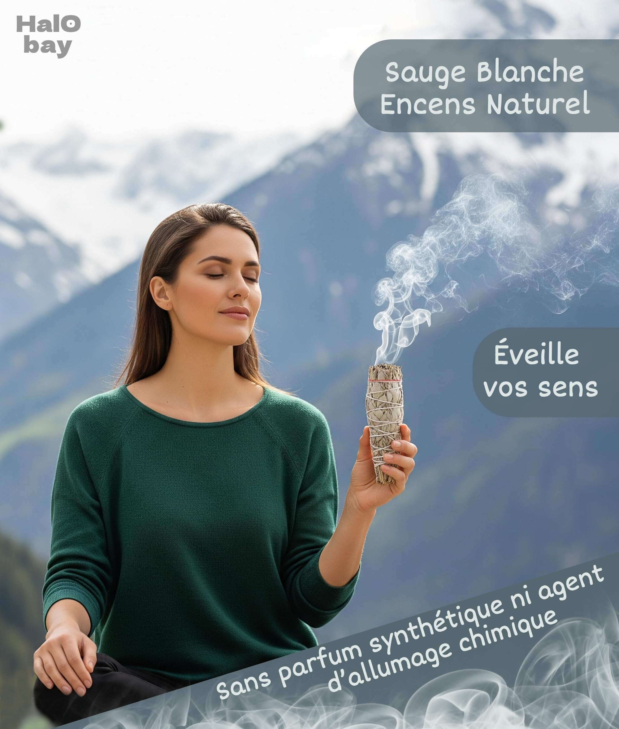 Sauge Blanche Bâton Encens Purification Naturel 10cm Rituel Méditation Yoga Salvia Apiana