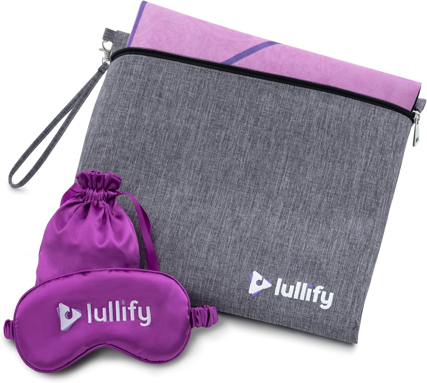 Lullify Travel Kit | Yoga Mat With Carrying Bag & Silk Sleeping Mask | Lightweight and Foldable | Natural Sleep Anywhere