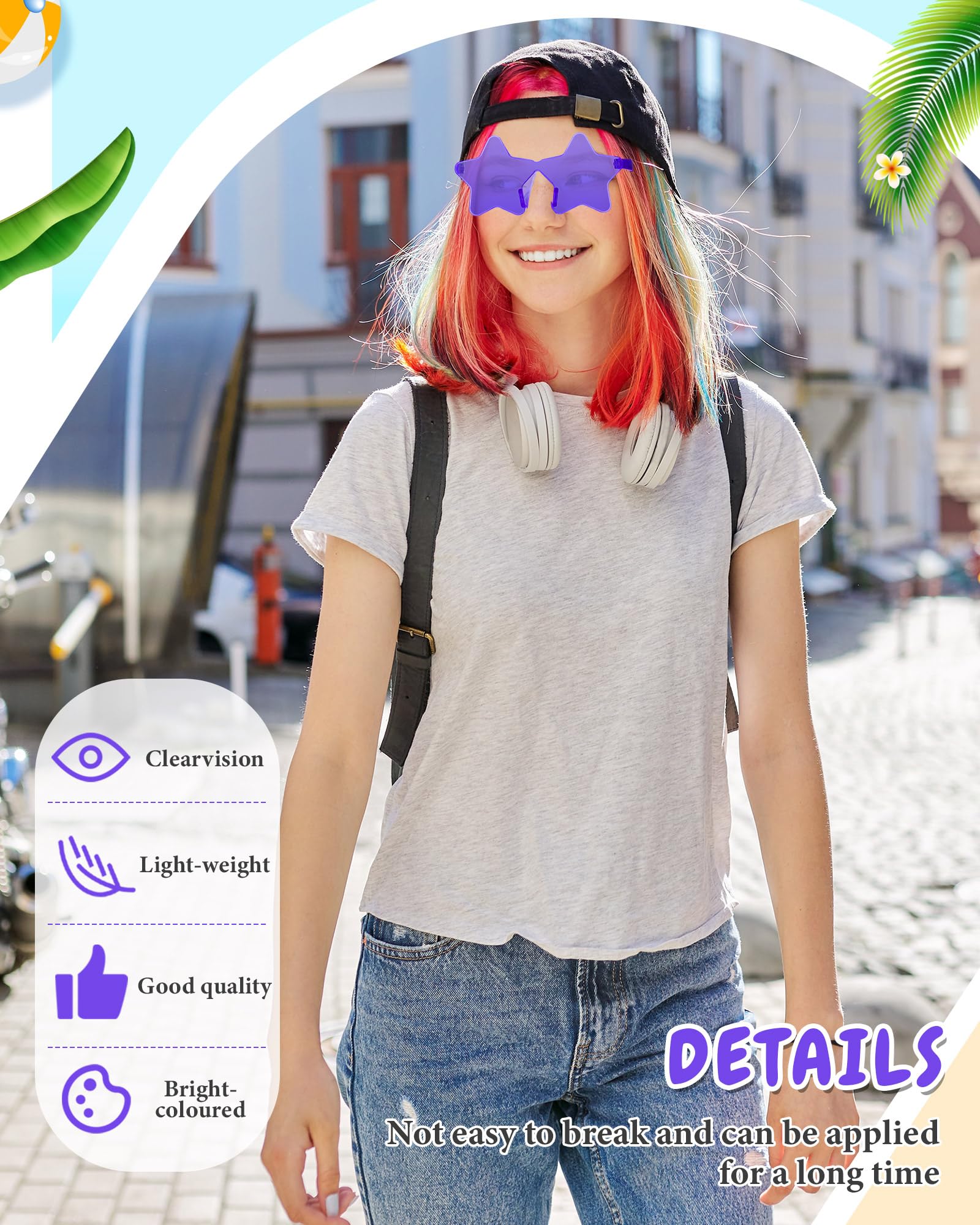 Kanayu Lot de 12 lunettes de soleil sans monture de style rétro pour enterrement de vie de jeune fille, séance photo, accessoires de costume (violet)