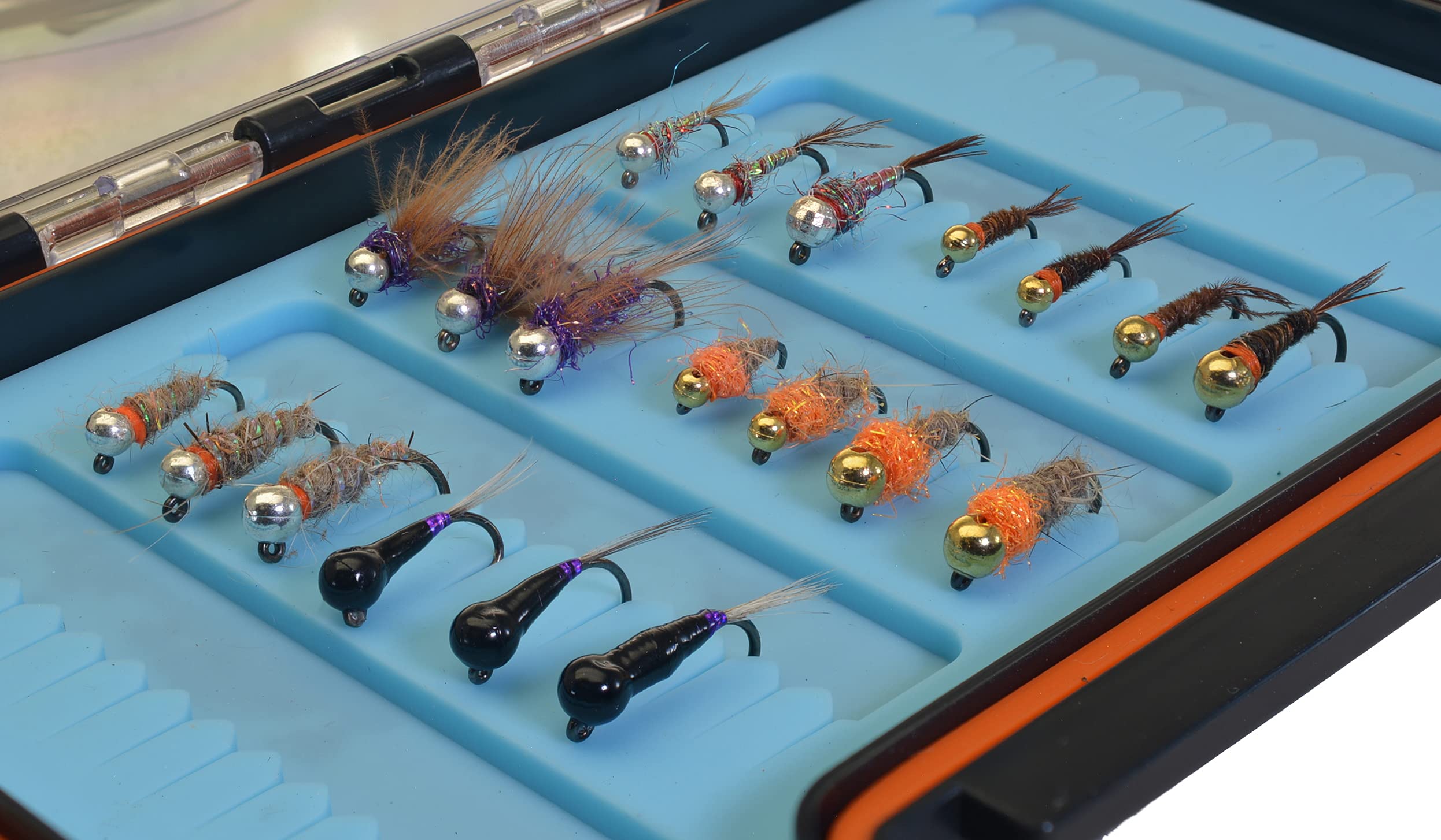 20 Euro Nymphs Fly Assortment Tied on Hanak Hooks - Includes Silicone Fly Box