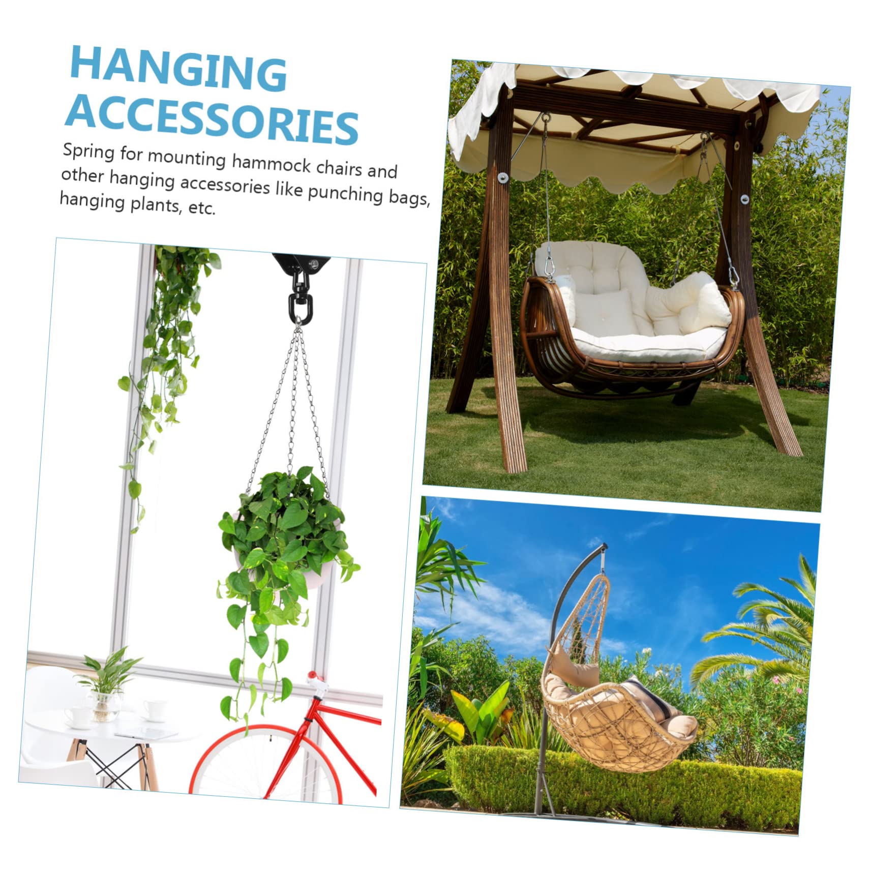 Kit De Suspension Pour Hamac Et Chaise Suspendue - Crochet Rotatif Avec Ressort En Acier Inox, Remplacement Durable