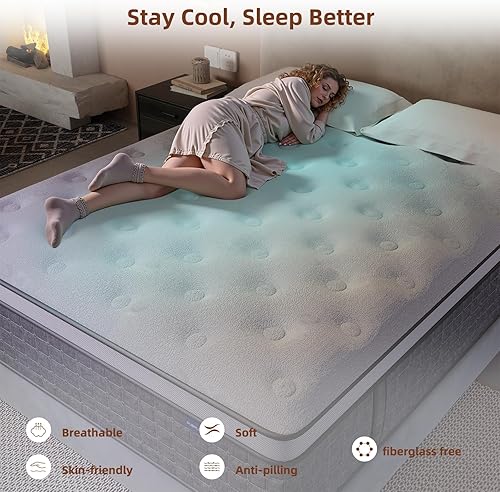 Miniatura 2 de Colchón tamaño King, colchones de firmeza media de 14 pulgadas con soporte extra lumbar y hombro, colchón híbrido King con espuma viscoelástica de