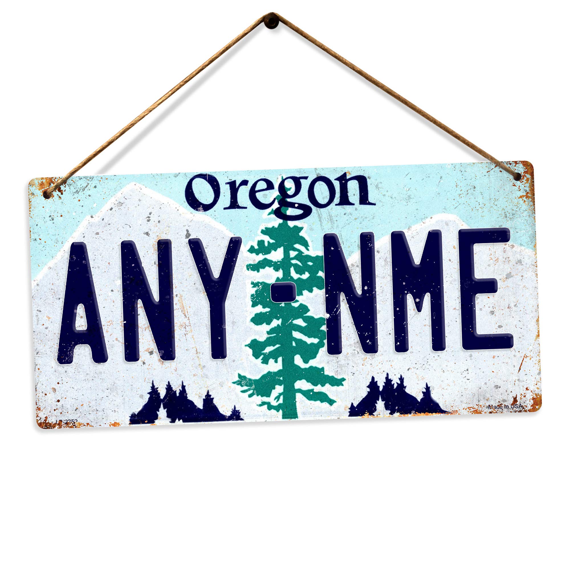 Personalised American Number Plates - Custom Oregon – Holes and Twine | Printed Metal Wall Sign Plaque Show Plate