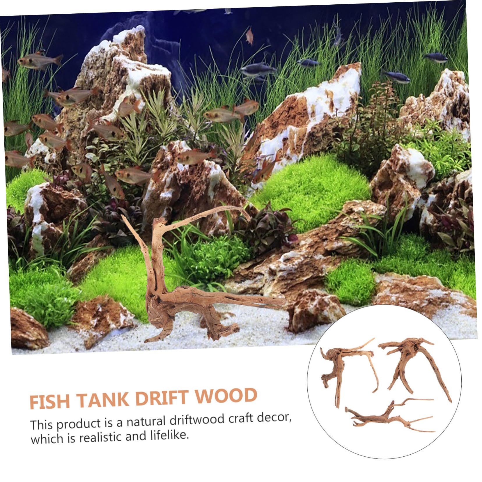 Toddmomy 3piezas Madera Flotante para Pecera Decoración Natural De Madera Flotante para Acuario Adorno De Tocón De Planta para De Acuario para Peceras y Hábitats De Reptiles