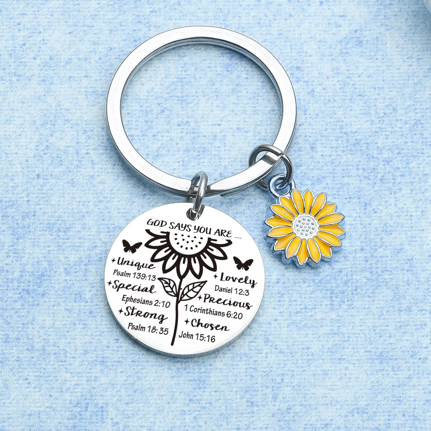 Religious Keyring Christian Gifts For Woman Sunflower Lover Gift Religious Baptism Jewelry - Image 5
