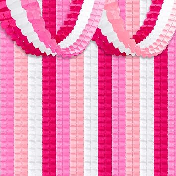 JULMELON Valentines Day Garland, 12 Pack Valentines Streamers, 9.84ft Four-Leaf Clover Hanging Banner for Valentines Day Wedding Baby Shower Birthday Party Decorations Pink, White, Rose Red
