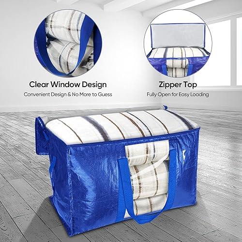 Miniatura 5 de BALEINE Paquete de 4 Bolsas de Mudanza de Gran Tamaño con Asas Reforzadas, Bolsas Tote de Almacenamiento Resistente Suministros de Mudanza para