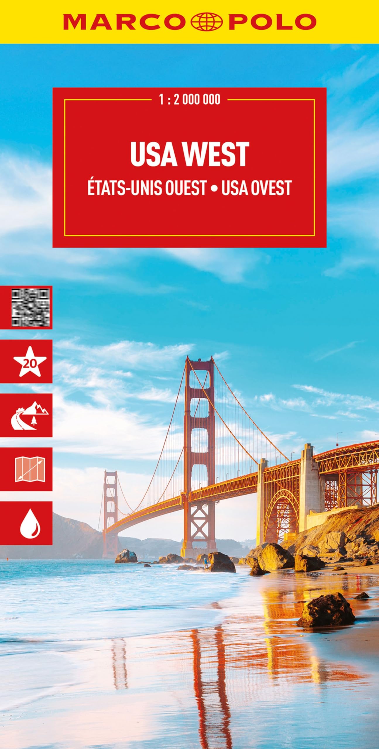 Marco Polo USA West Road Map: Travel Map for Road Trips with Top Sights and Scenic Routes (Folded Map): Pacific Coast, Sierra Nevada, Rocky Mountains (Marco Polo Maps)