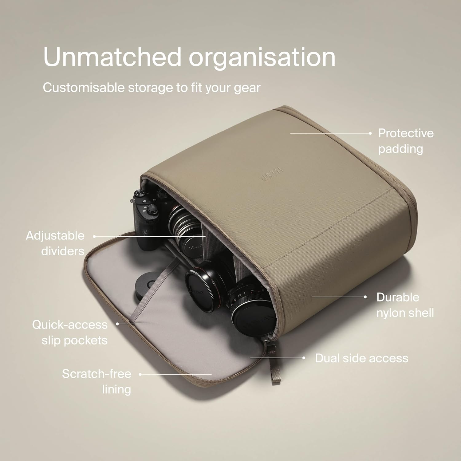 Urth Norite Camera Insert Bag – for DSLR Camera and Lens, Weatherproof + Recycled - Image 3