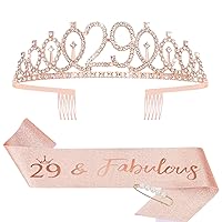 Vista 16 de CIEHER Juego de corona y banda de cumpleaños número 13, tiara de oro rosa, regalos para adolescentes