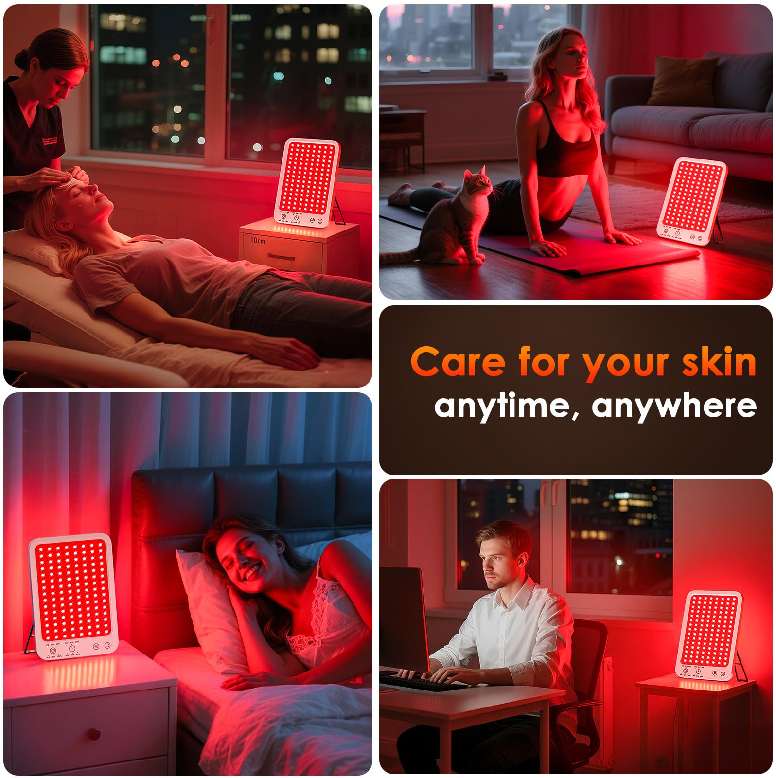 Red Light Therapy for Face Light Therapy Lamp Infrared Light Therapy with 660nm & 850nm Near Infrared LED Red Light Therapy Panel Touch Control 6 Levels of Brightness 3 Modes